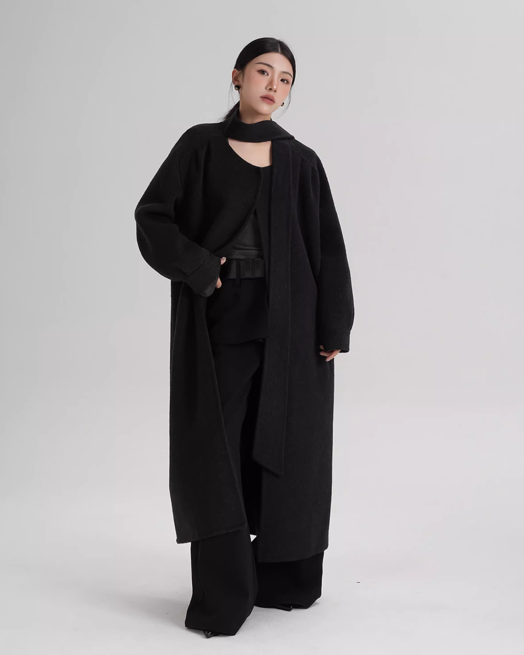 Tie Collar Long Coat Tie Collar Long Coat