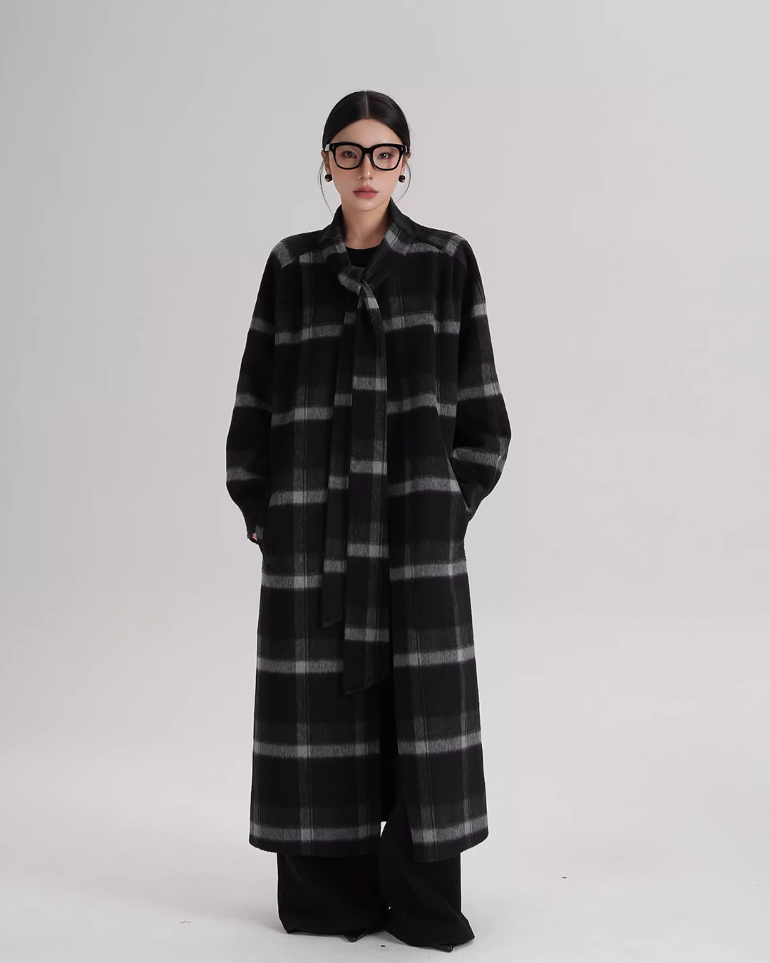 Tie Collar Long Coat Tie Collar Long Coat