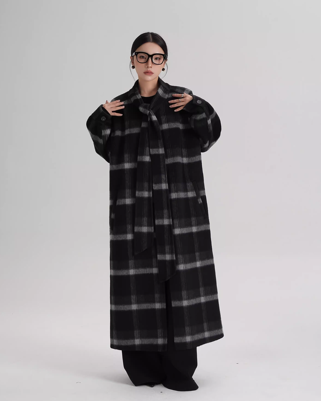 Tie Collar Long Coat Tie Collar Long Coat