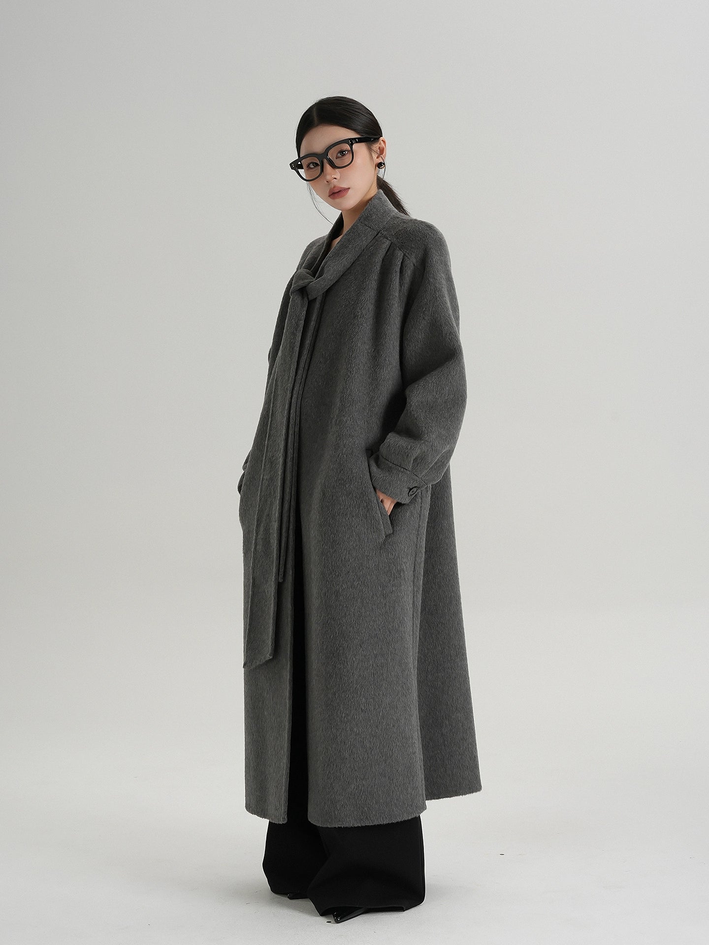 Tie Collar Long Coat Tie Collar Long Coat