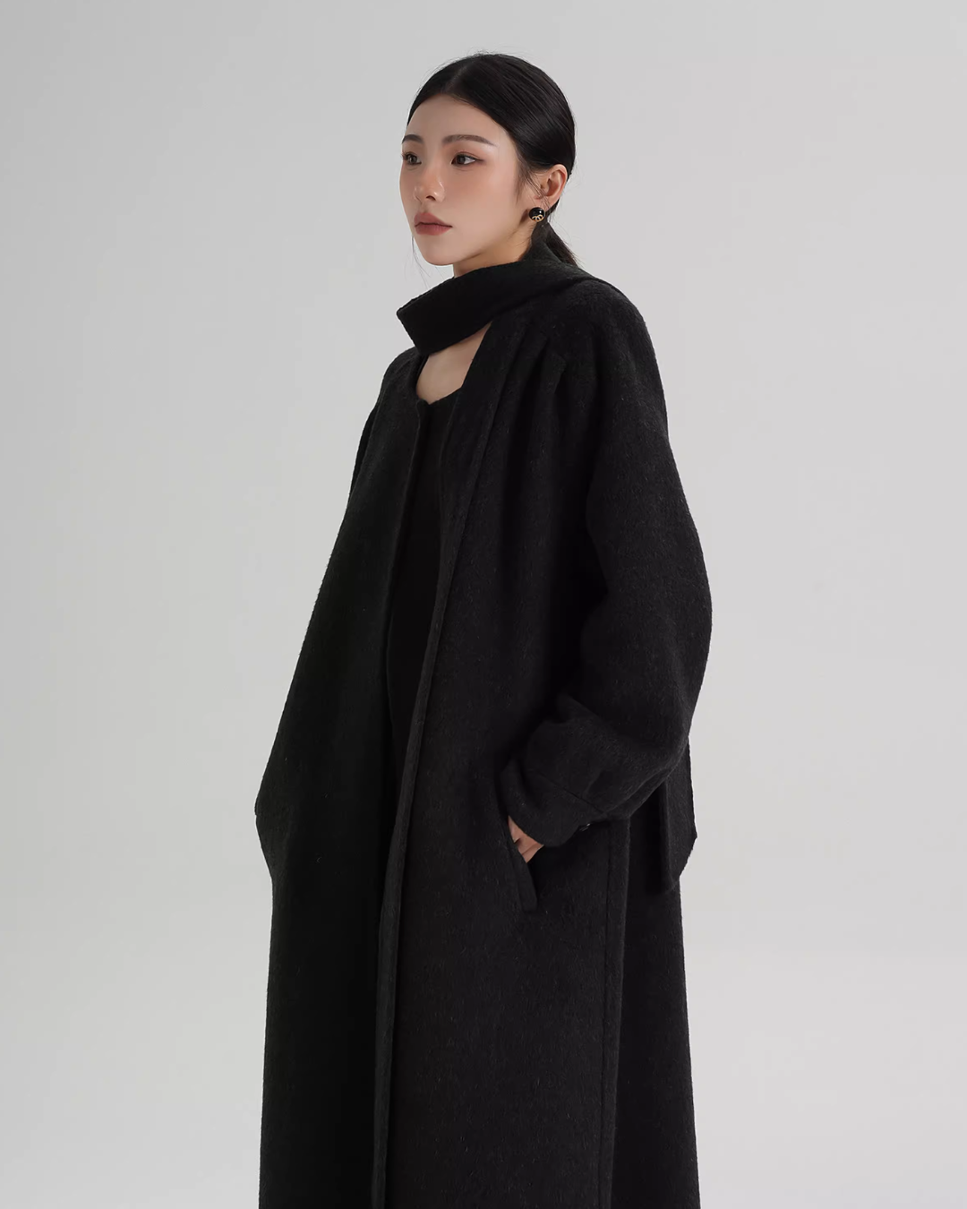 Tie Collar Long Coat Tie Collar Long Coat