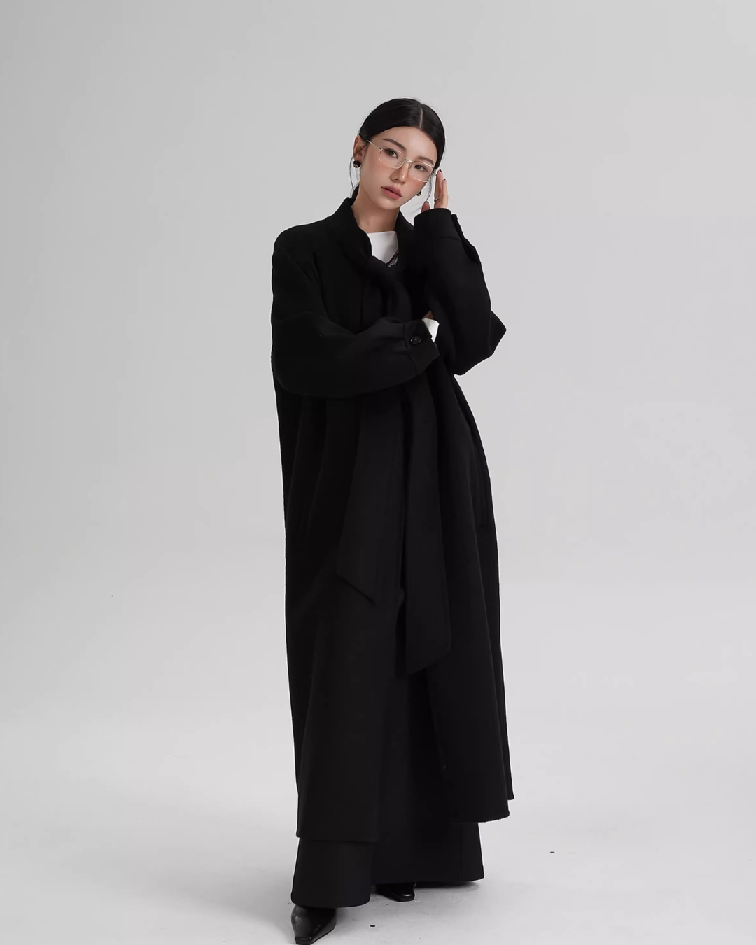 Tie Collar Long Coat Tie Collar Long Coat