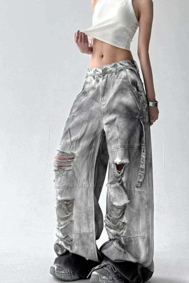 Tie Dye Ripped Wide Leg Jeans Tie Dye Ripped Wide Leg Jeans