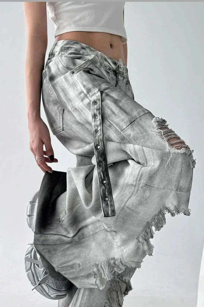 Tie Dye Ripped Wide Leg Jeans Tie Dye Ripped Wide Leg Jeans