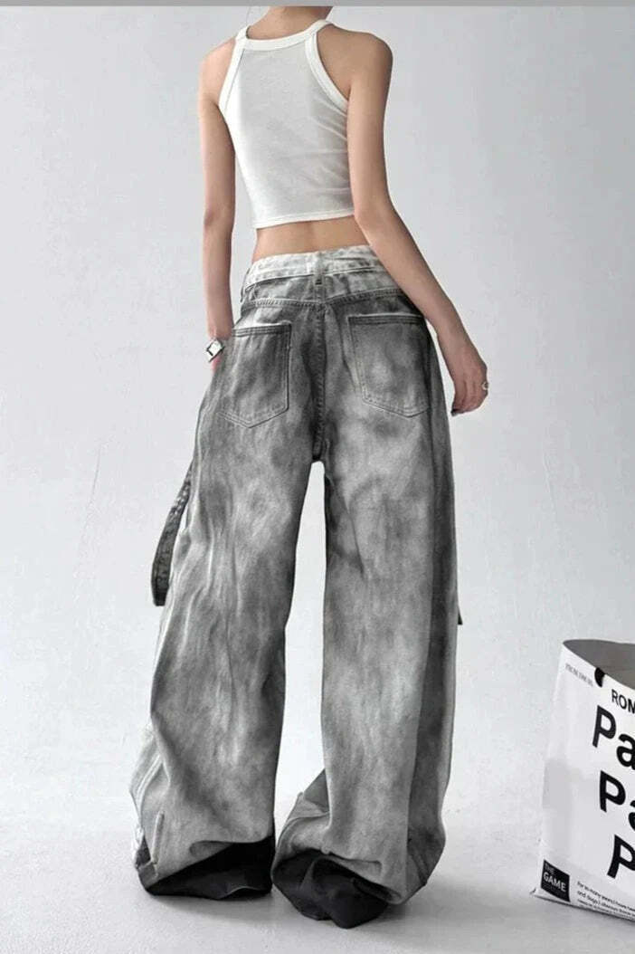 Tie Dye Ripped Wide Leg Jeans Tie Dye Ripped Wide Leg Jeans