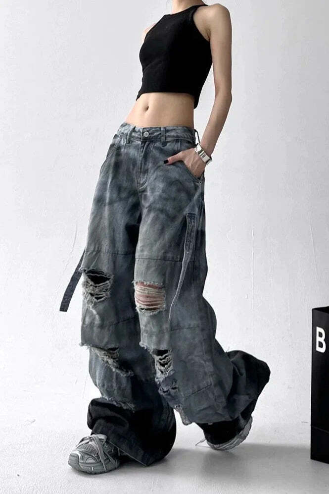 Tie Dye Ripped Wide Leg Jeans Tie Dye Ripped Wide Leg Jeans