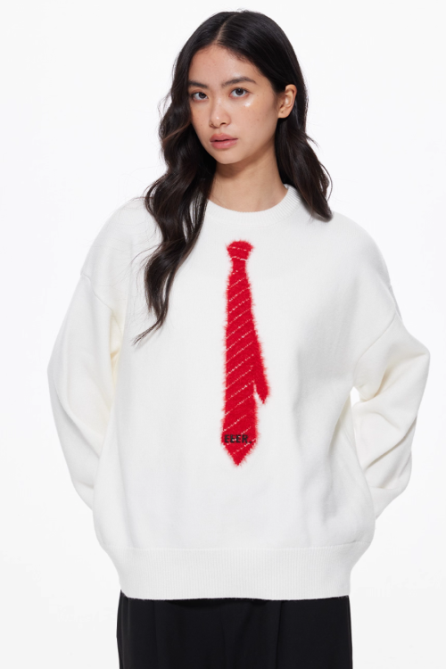 Tie Loose Knit Pullover