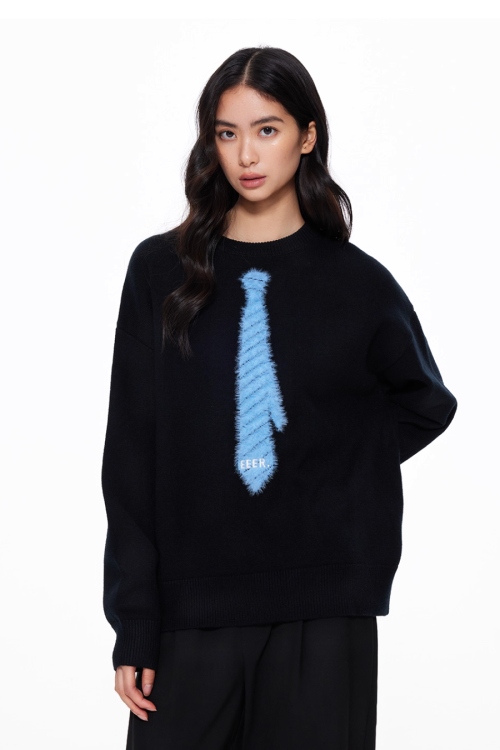 Tie Loose Knit Pullover