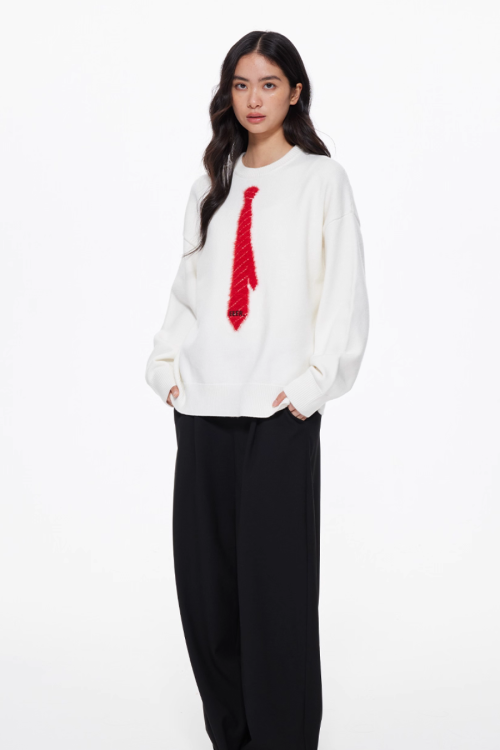 Tie Loose Knit Pullover