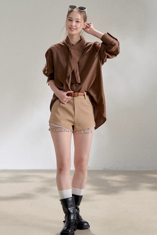 Tie-Up Long-Sleeve Shirt