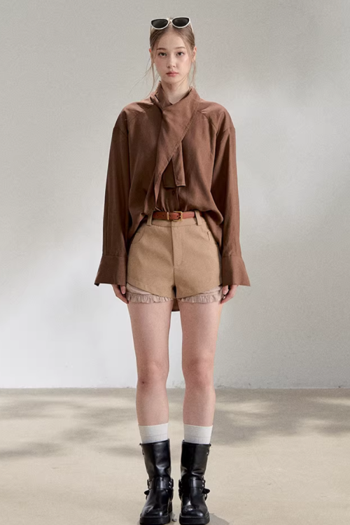 Tie-Up Long-Sleeve Shirt