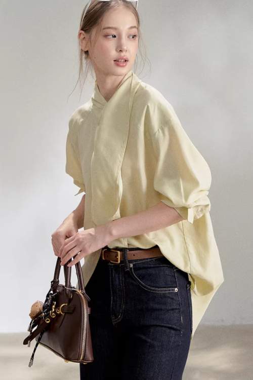 Tie-Up Long-Sleeve Shirt
