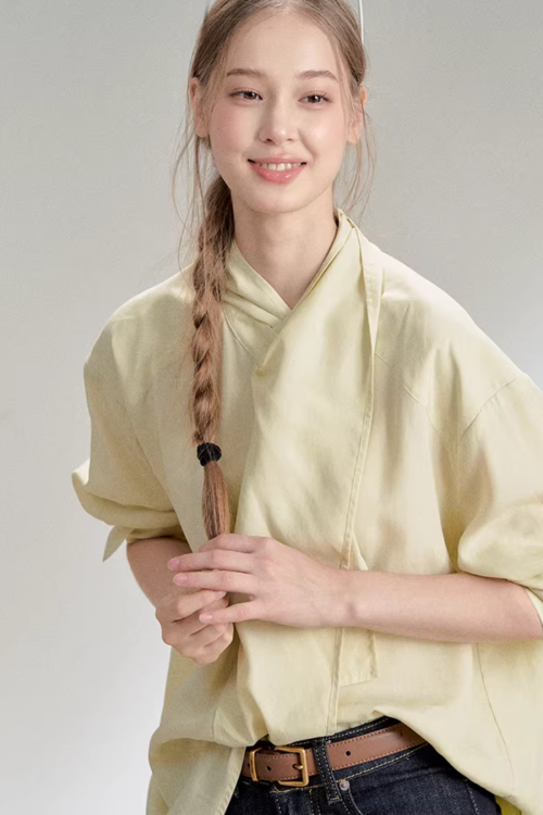 Tie-Up Long-Sleeve Shirt