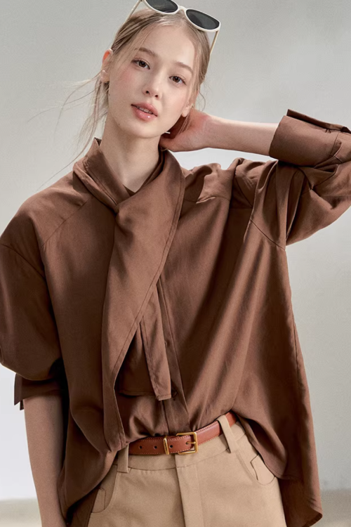 Tie-Up Long-Sleeve Shirt