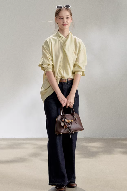 Tie-Up Long-Sleeve Shirt