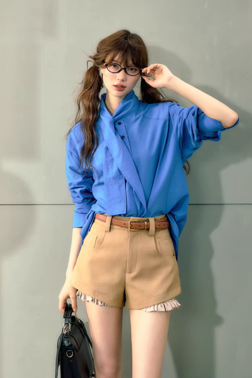 Tie-Up Long-Sleeve Shirt