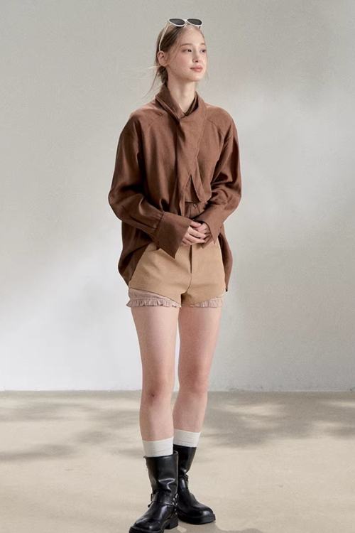 Tie-Up Long-Sleeve Shirt