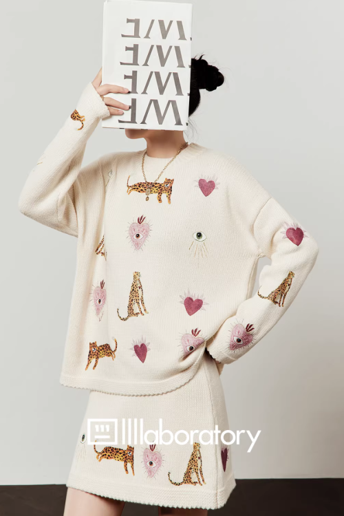 Tiger Heart Patch Knit & Skirt