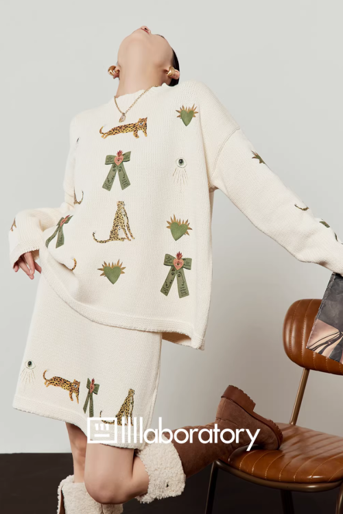 Tiger Heart Patch Knit & Skirt