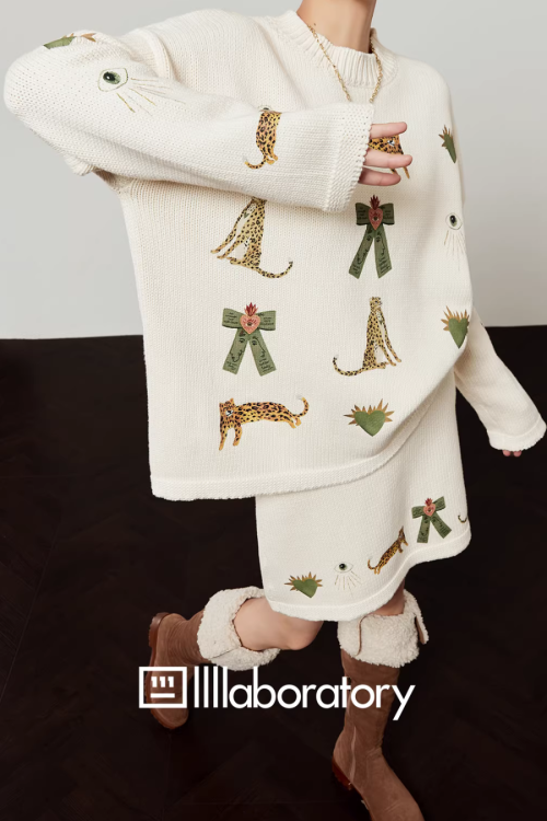 Tiger Heart Patch Knit & Skirt