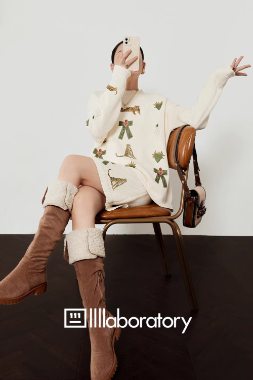 Tiger Heart Patch Knit & Skirt