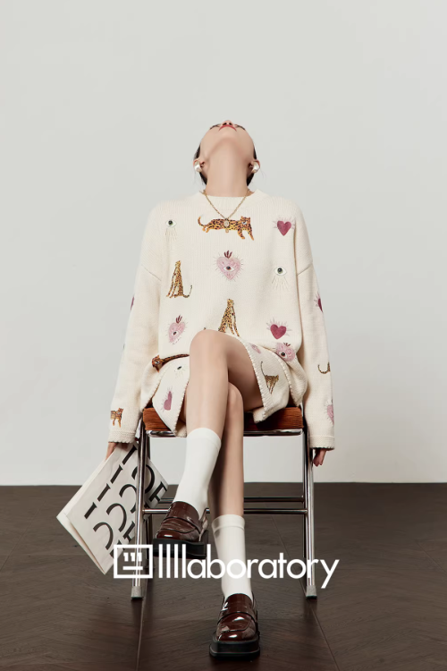 Tiger Heart Patch Knit & Skirt