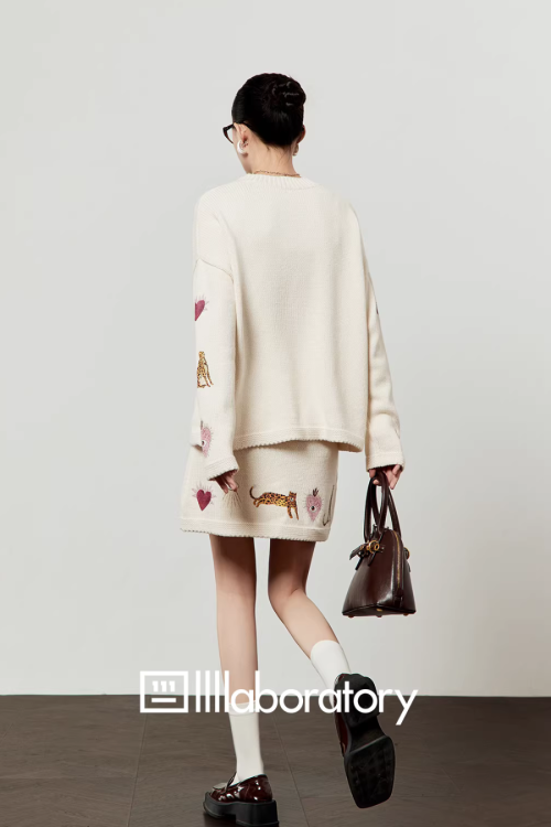 Tiger Heart Patch Knit & Skirt