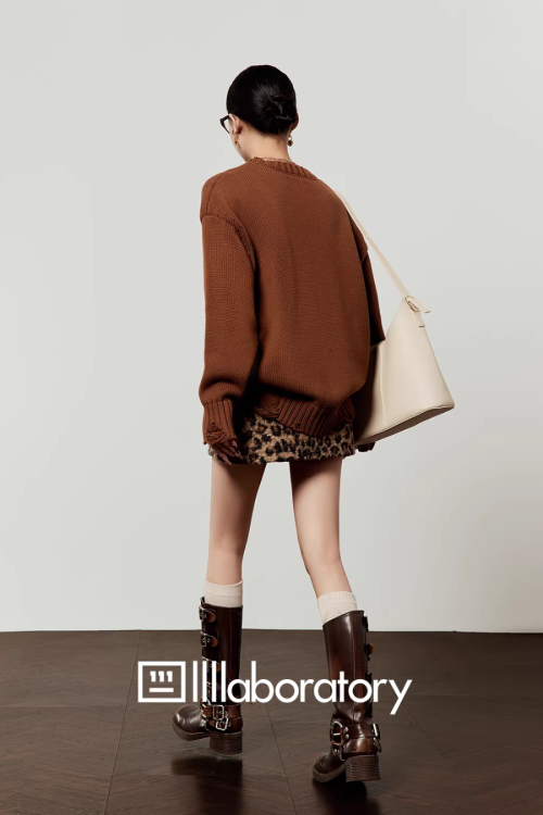 Tiger Print Knit Top / Leopard Mini Skirt