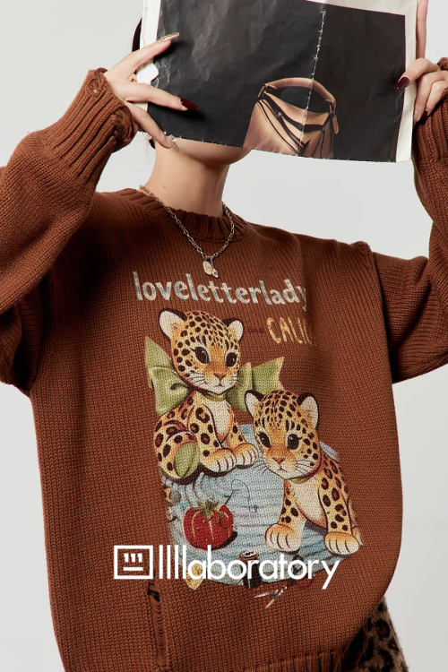 Tiger Print Knit Top / Leopard Mini Skirt