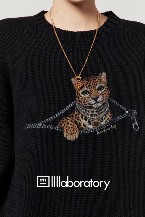 Tiger Round-Neck Knit / Leopard Mini Skirt