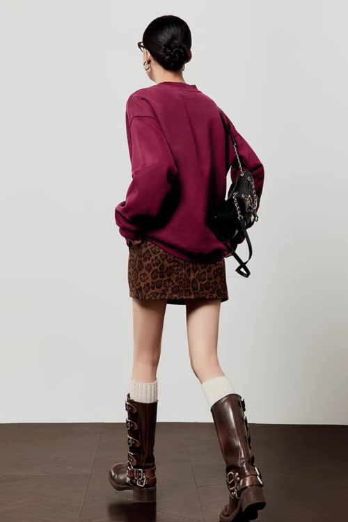 Tiger Tail Sweatshirt / Leopard Mini Skirt