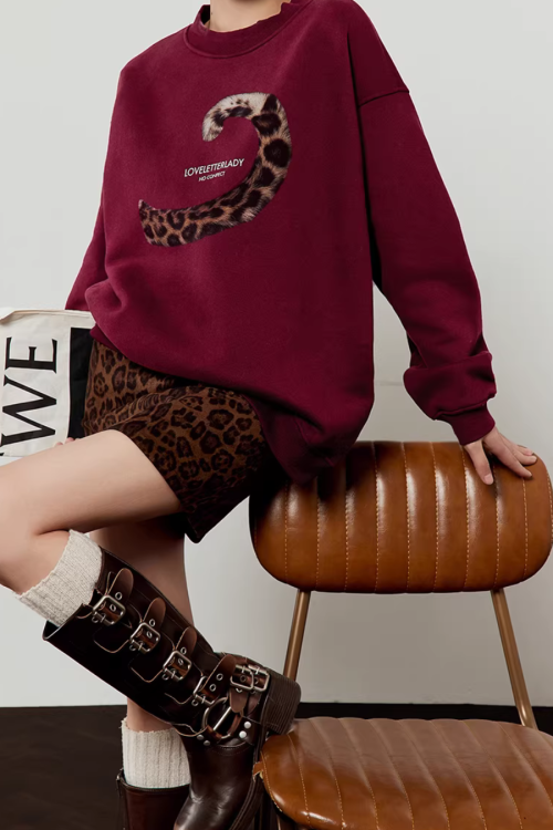Tiger Tail Sweatshirt / Leopard Mini Skirt