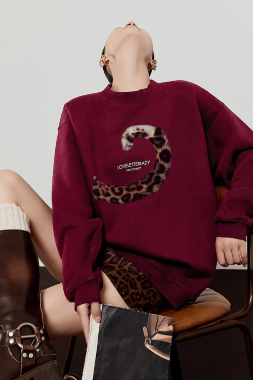 Tiger Tail Sweatshirt / Leopard Mini Skirt
