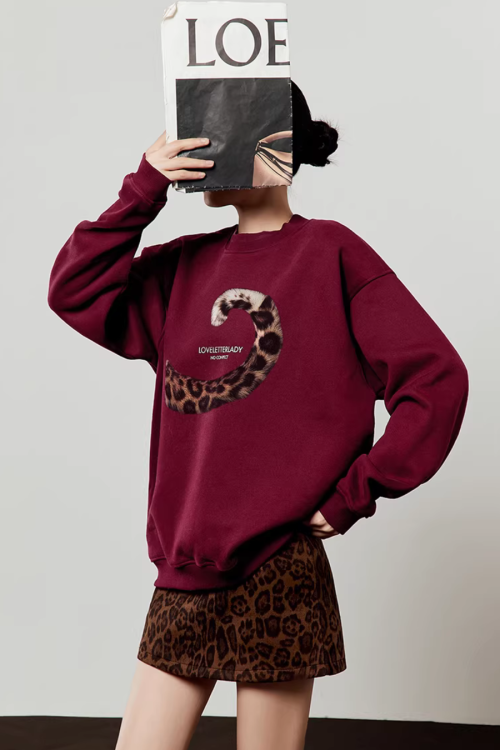 Tiger Tail Sweatshirt / Leopard Mini Skirt