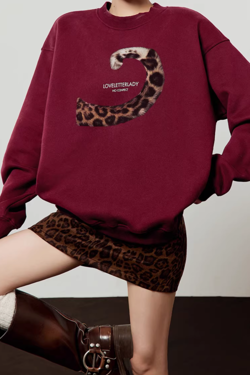 Tiger Tail Sweatshirt / Leopard Mini Skirt
