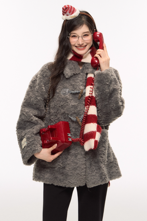 Toggle Fur Coat / Flare Pants