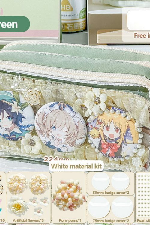 Transparent Ita Bag Pencil Case with Clear Window for Pin Display