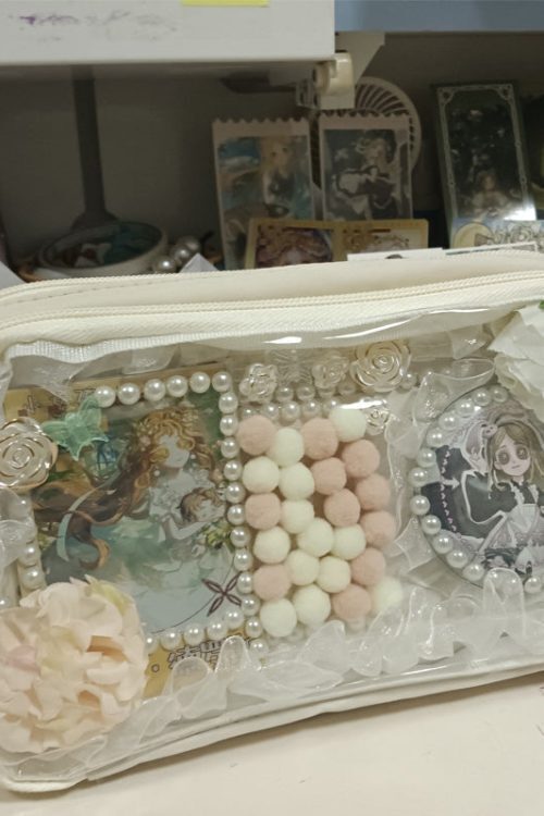 Transparent Ita Bag Pencil Case with Clear Window for Pin Display
