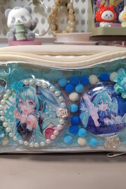 Transparent Ita Bag Pencil Case with Clear Window for Pin Display