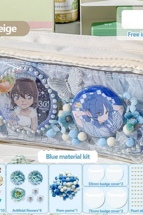 Transparent Ita Bag Pencil Case with Clear Window for Pin Display