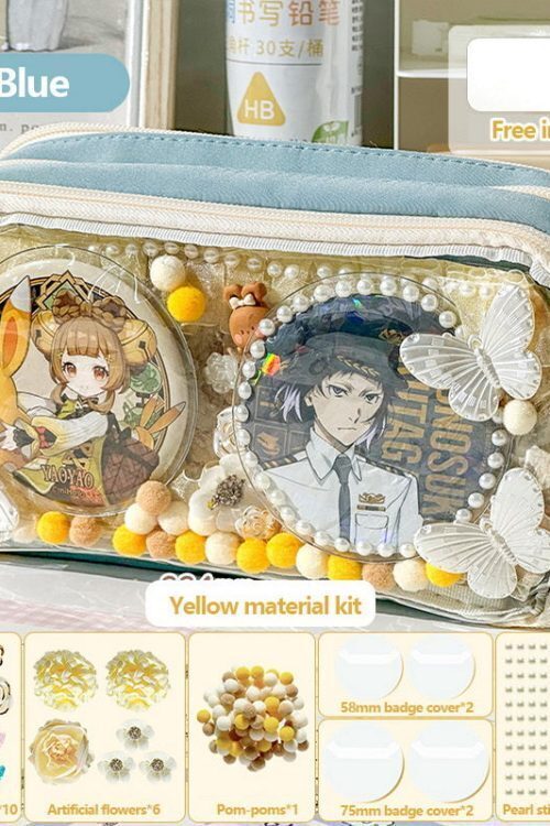 Transparent Ita Bag Pencil Case with Clear Window for Pin Display