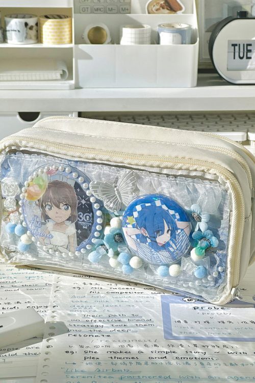 Transparent Ita Bag Pencil Case with Clear Window for Pin Display
