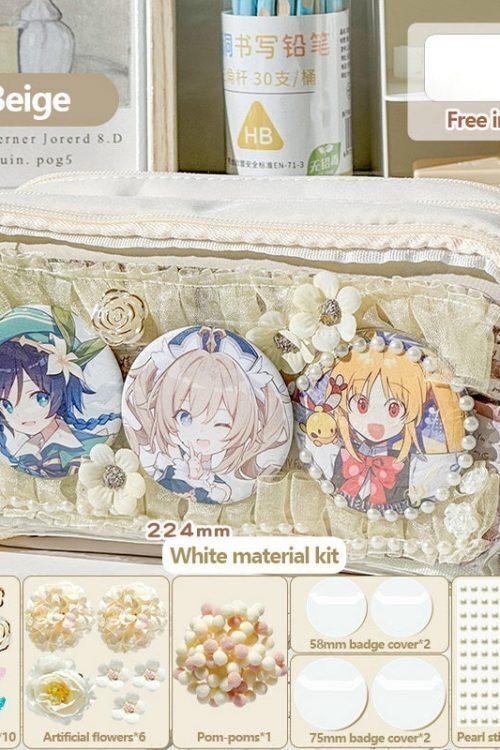 Transparent Ita Bag Pencil Case with Clear Window for Pin Display