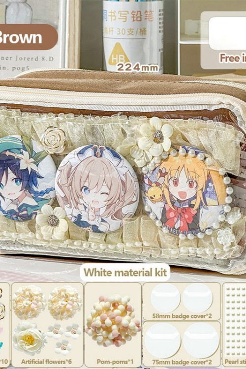 Transparent Ita Bag Pencil Case with Clear Window for Pin Display