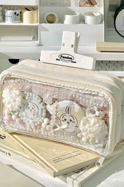 Transparent Ita Bag Pencil Case with Clear Window for Pin Display