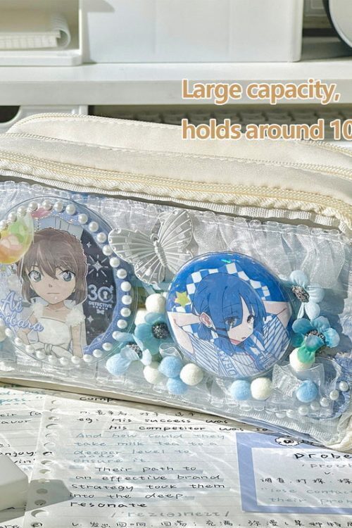 Transparent Ita Bag Pencil Case with Clear Window for Pin Display