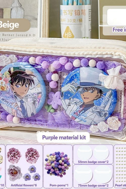 Transparent Ita Bag Pencil Case with Clear Window for Pin Display