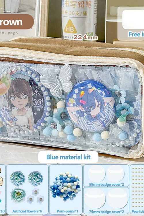 Transparent Ita Bag Pencil Case with Clear Window for Pin Display