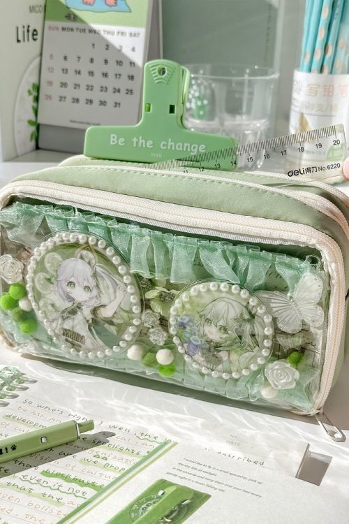 Transparent Ita Bag Pencil Case with Clear Window for Pin Display