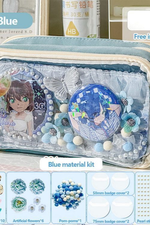 Transparent Ita Bag Pencil Case with Clear Window for Pin Display
